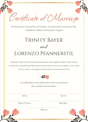 Fake marriage certificate